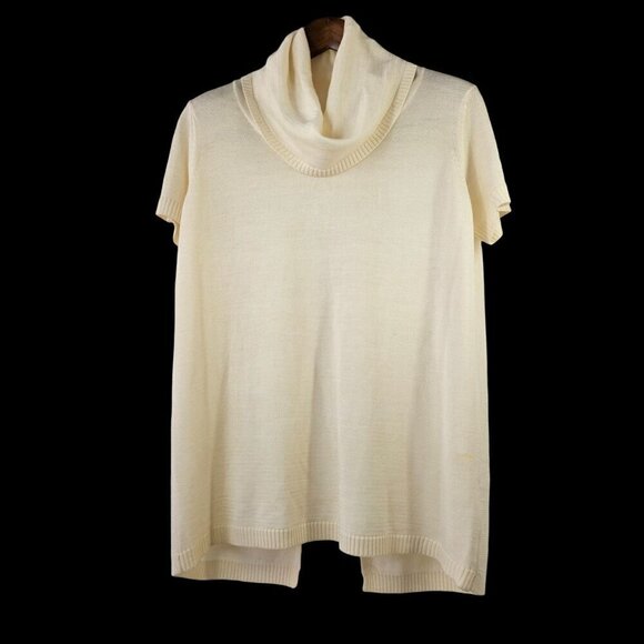 White Space Bella Via Short Slv Cowl Neck Sweater Lightweight Open Back Women 1X - Picture 2 of 8
